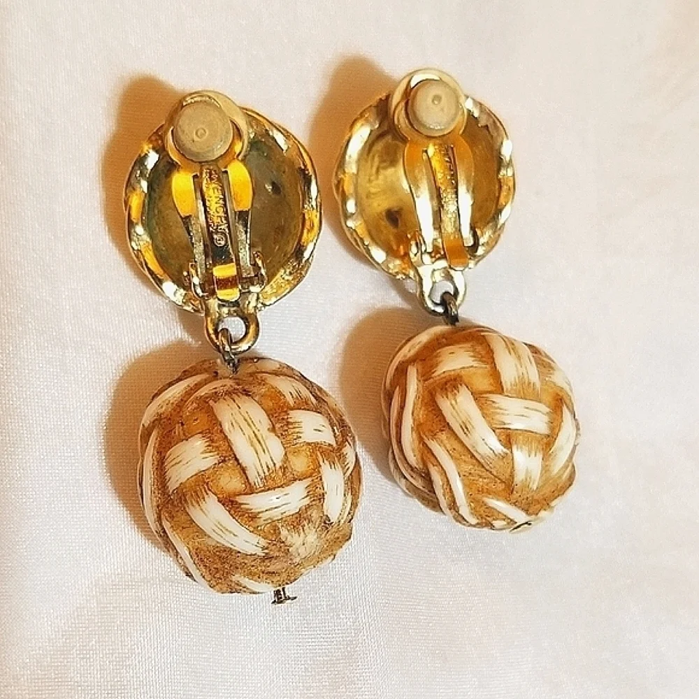 Givenchy PARIS NY VTG Basket Weave Earrings